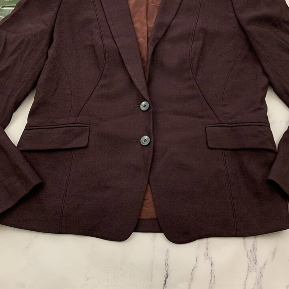 Hugo Boss Womens Blazer Jacket Size 10 Dark Purple Wool Blend One Button - Picture 5 of 12